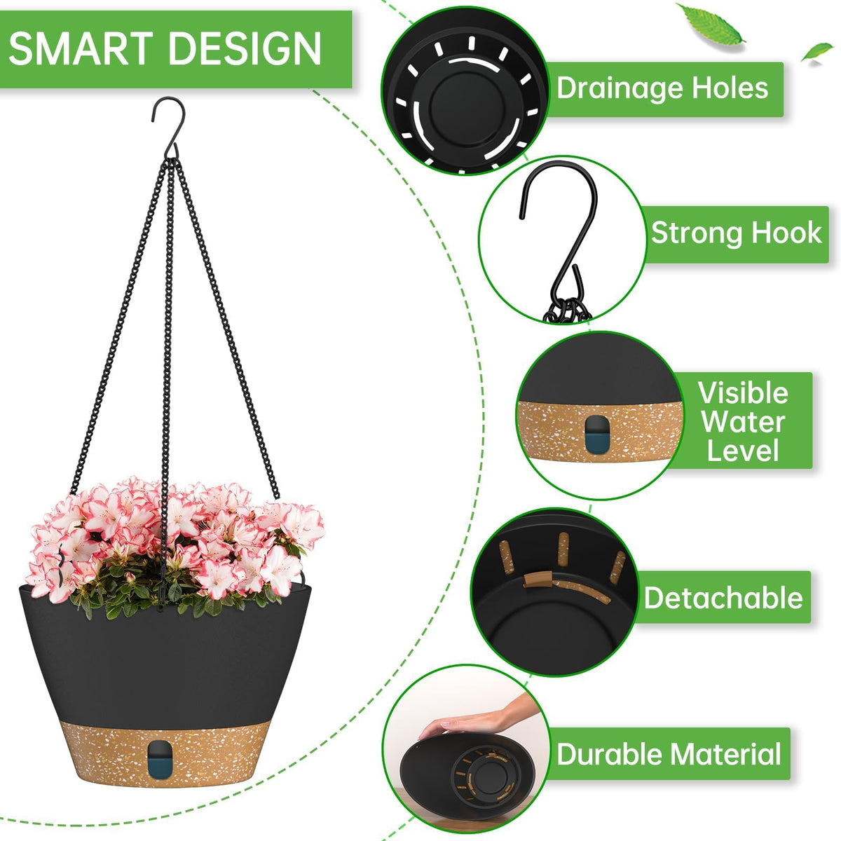 ZMTECH 2-Pack 10-Inch hanging planter triangle chain provides durable support