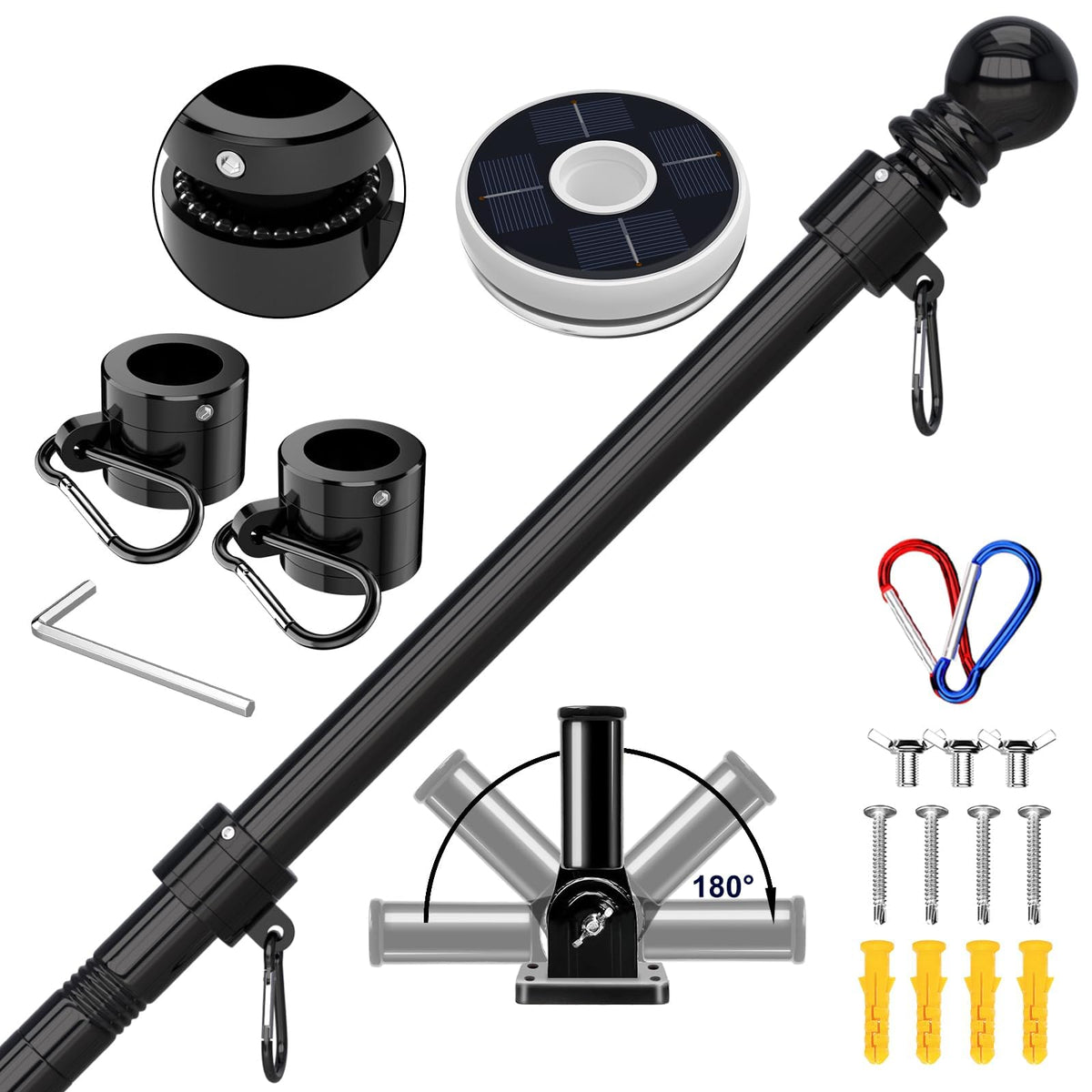 ZMTECH 6FT flag pole kit assembly shows quick outdoor setup.
