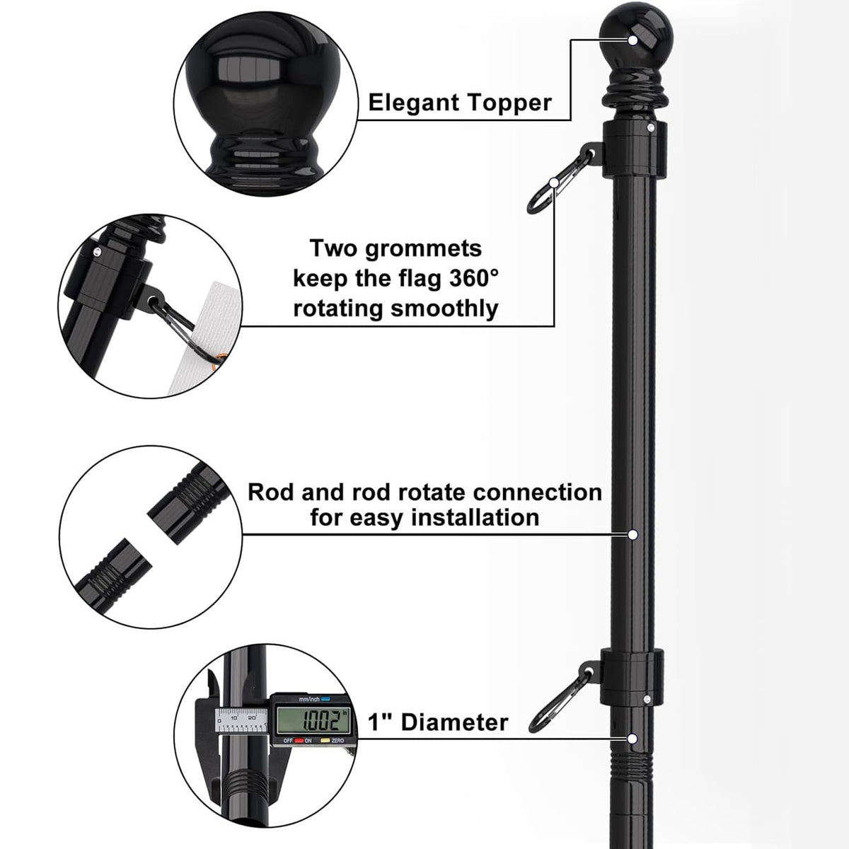 ZMTECH complete flag pole kit enables versatile outdoor display options.
