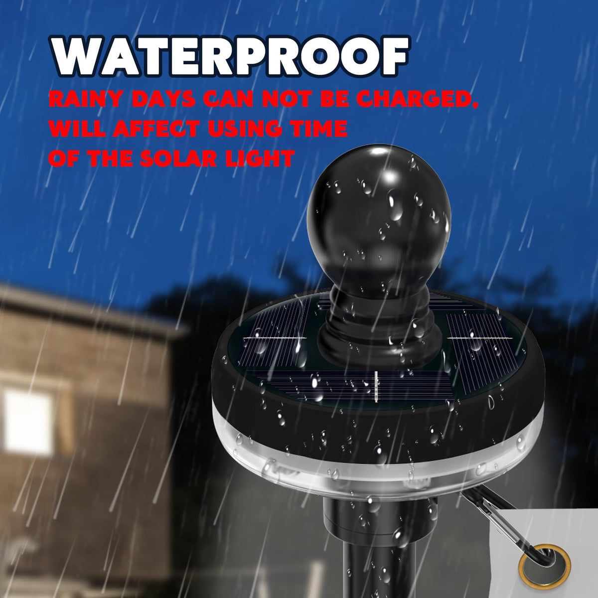 Easy, tool-free installation with upward-facing solar panel.