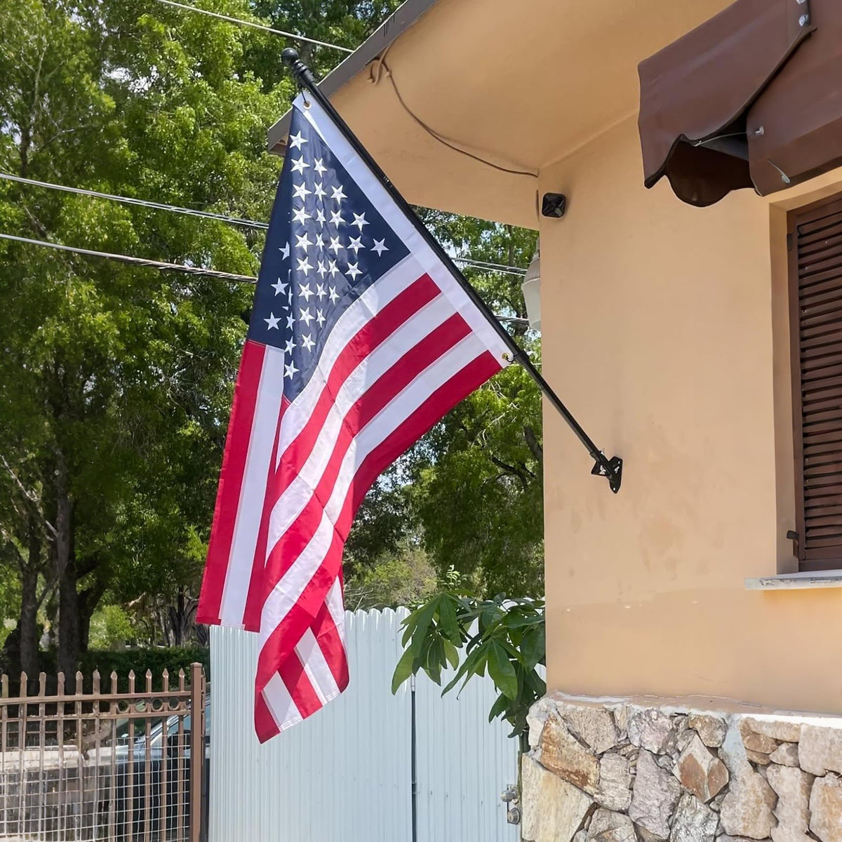 ZMTECH embroidered US flag 5ft adds vivid color and durability.