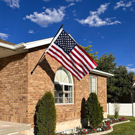 ZMTECH embroidered US flag highlights patriotic detail outdoors.