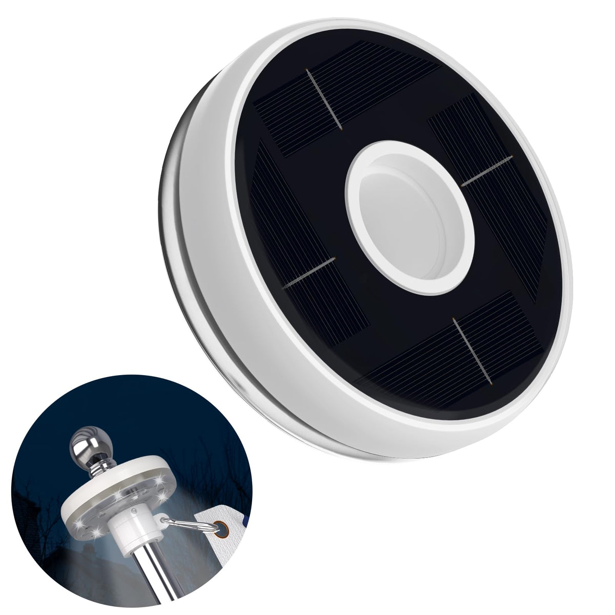 Zmtech flagpole solar light on pole provides bright nighttime visibility