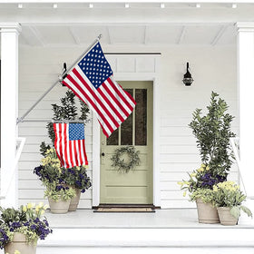 ZMTECH silver finish flag pole highlighting sturdy stainless steel build.