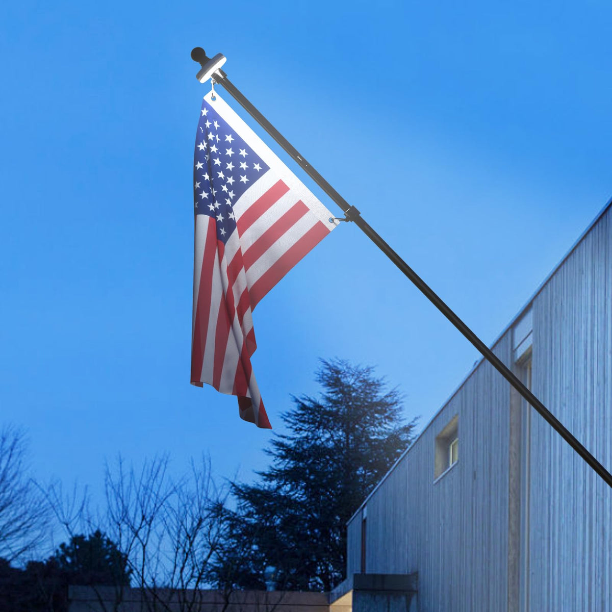 Stainless steel pole and aluminum holder resist rust outdoors