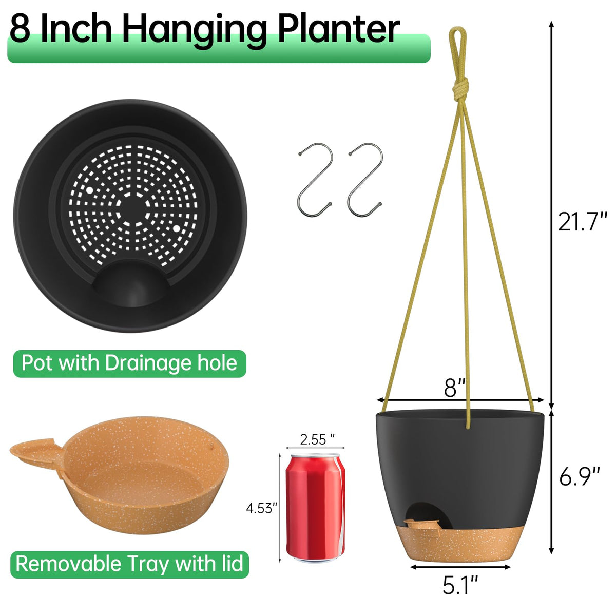 ZMTECH two-pack self-watering planters with reservoir for easy care
