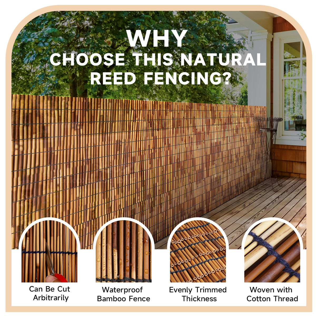 ZNCMRR durable reed screens withstand weather while maintaining natural aesthetics.