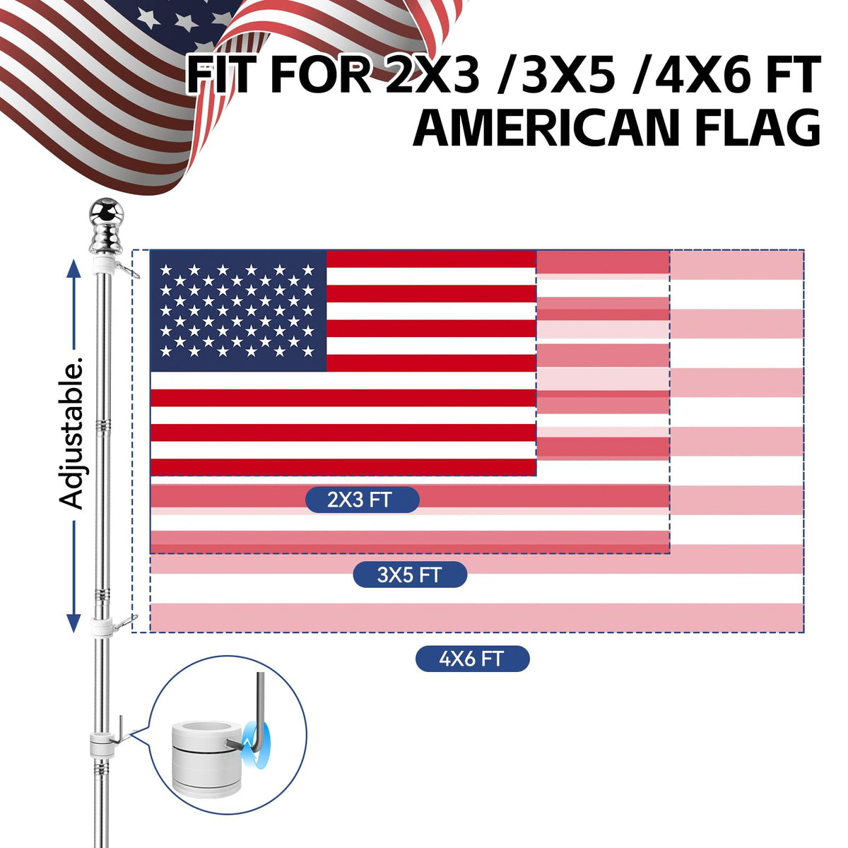 ZNNOPAX 360° flag ring clips rotate freely to prevent tangling of flags.