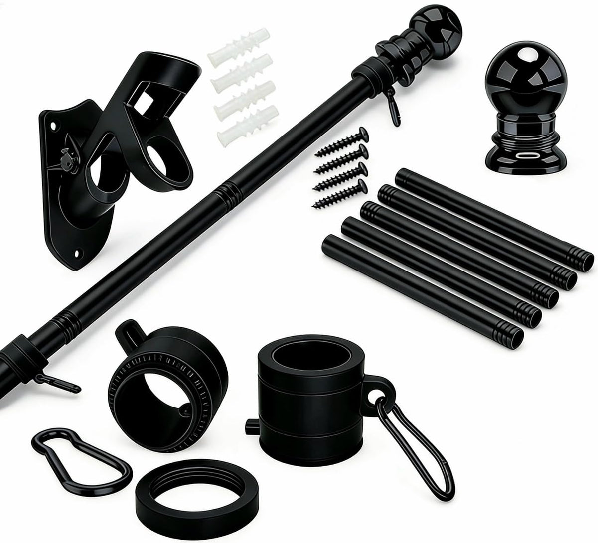 ZNNOPAX 5 ft flag pole kit installed on exterior wall for durable outdoor display.