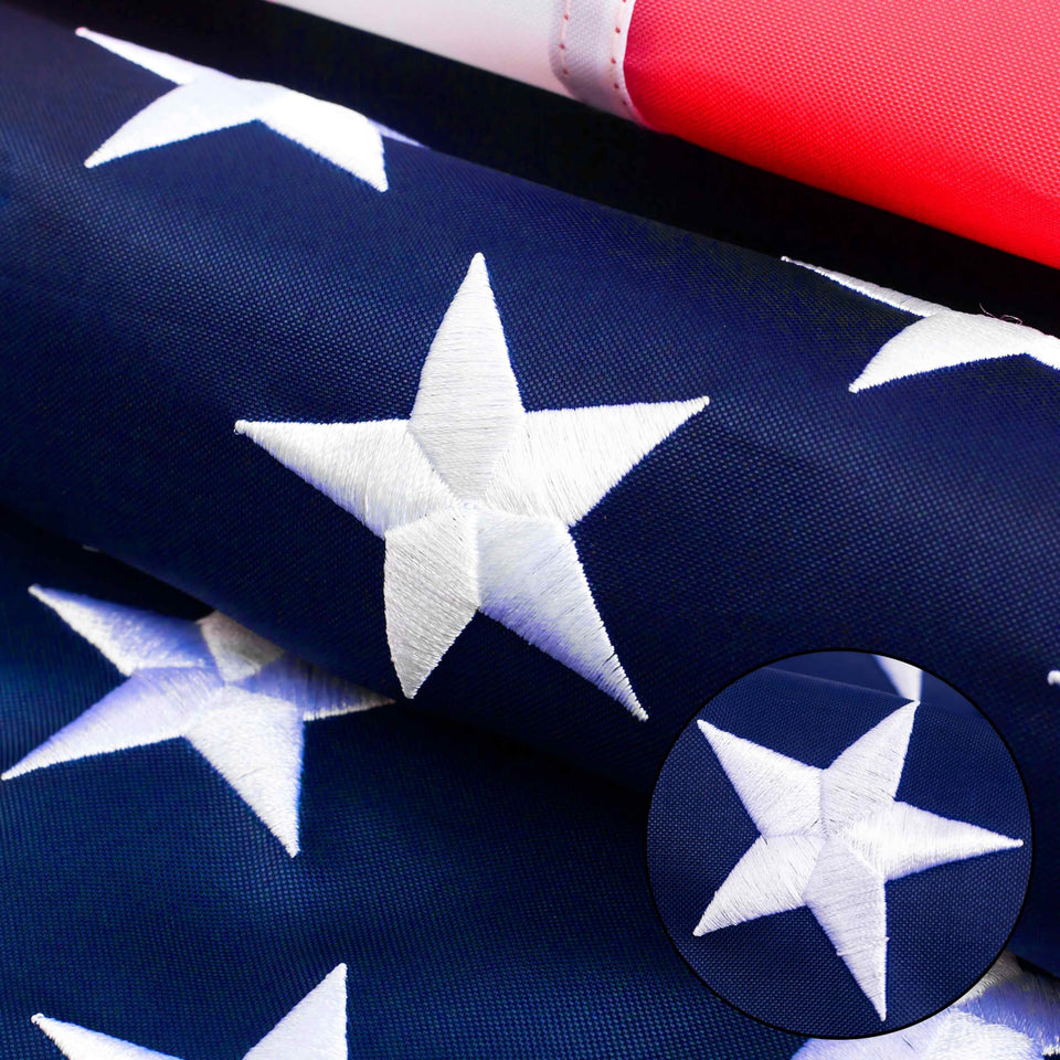 ZNNOPAX American flag with embroidered stars designed for durable outdoor display.