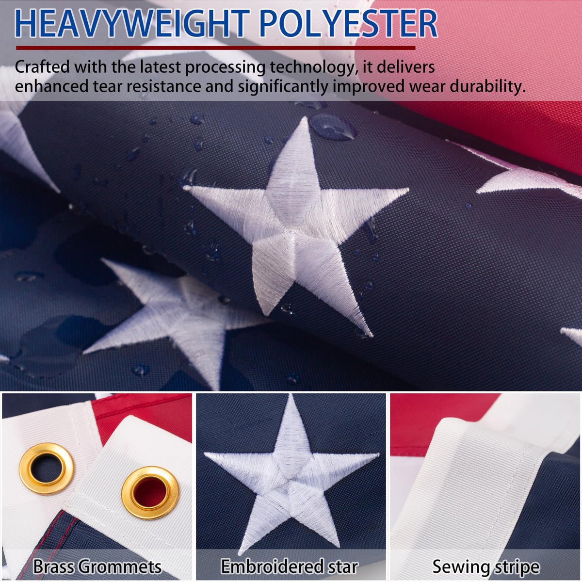 ZNNOPAX flag with embroidered stars for crisp national emblem
