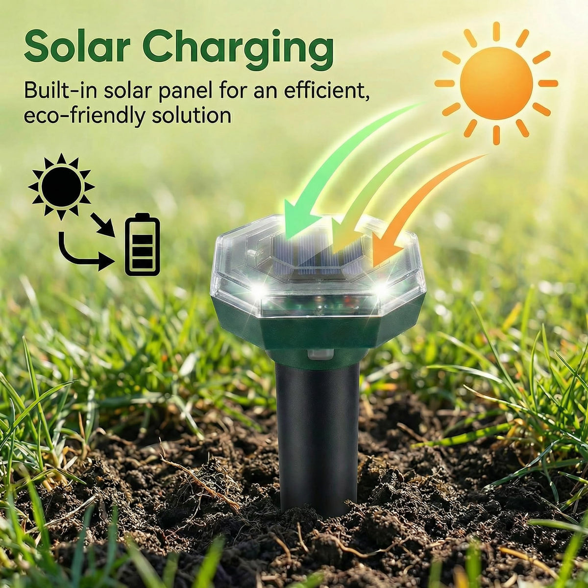 ZNZTO Ground installation of ultrasonic pest repellent for easy setup.