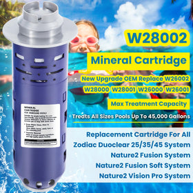 E-cowlboy cartridge installed in Zodiac Duoclear 45-system for above-ground pool upgrade.