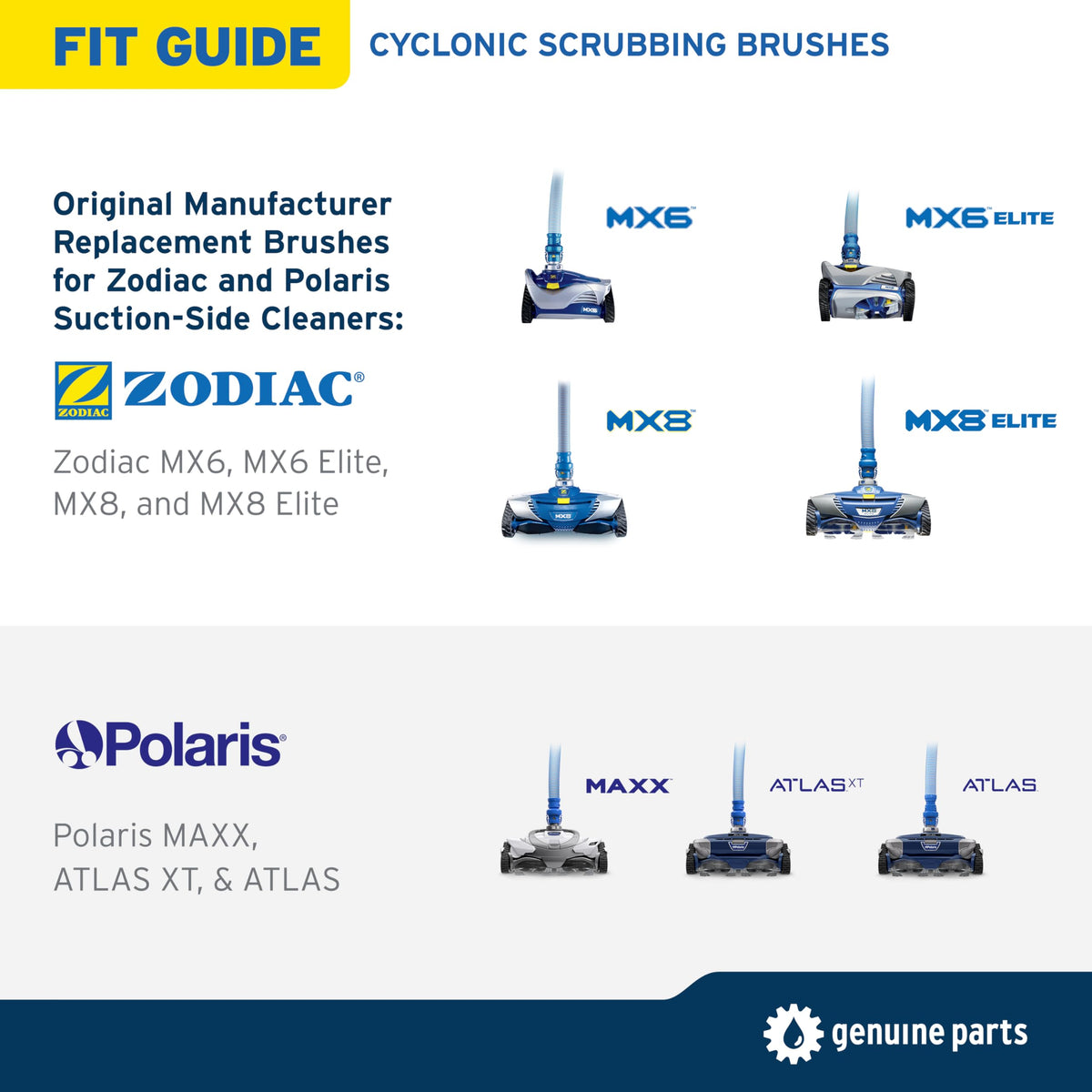 Zodiac MX8 brush replacement kit facilitates strong cleaning.