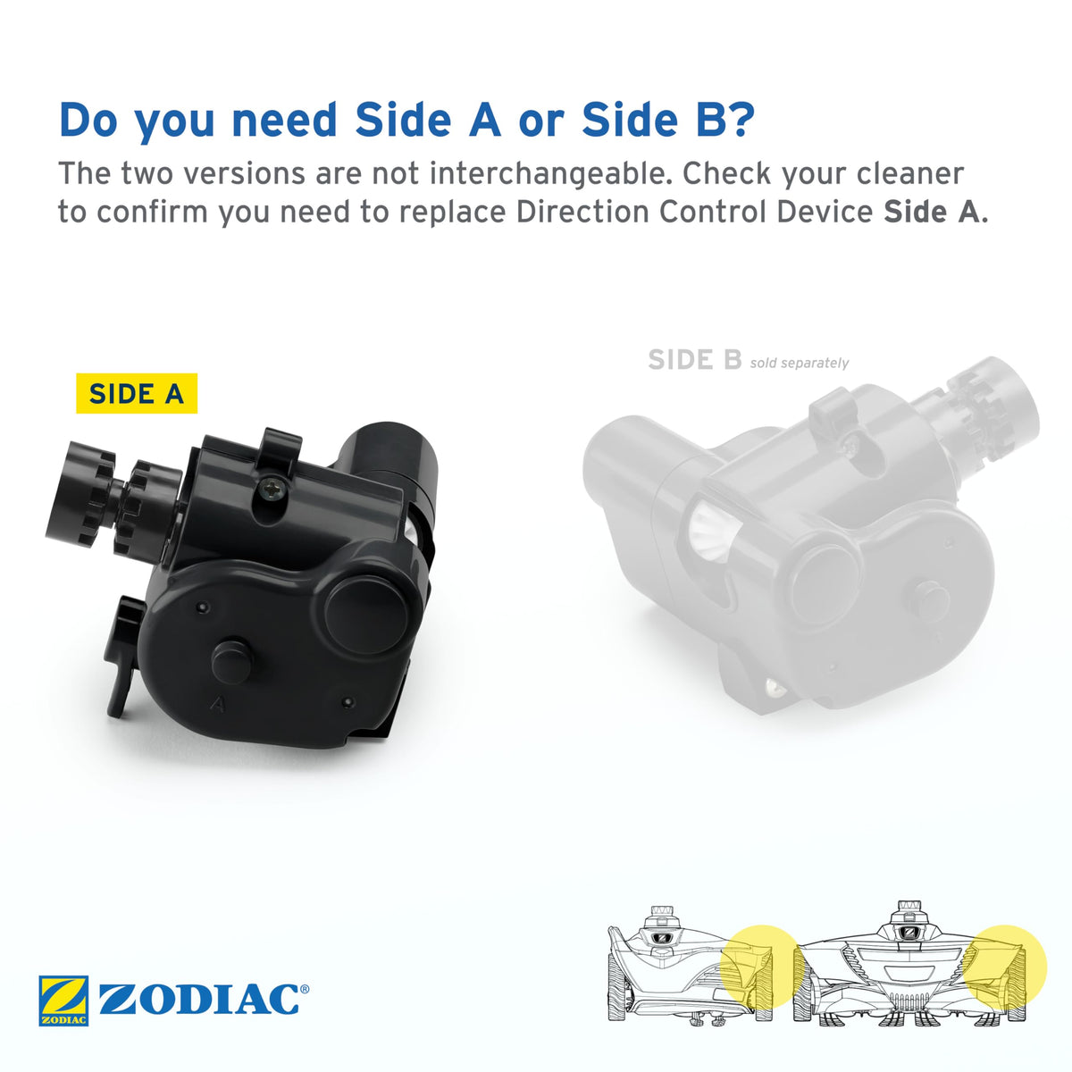 Zodiac MX8 direction control gearbox ensures smooth turning for efficient cleaning.