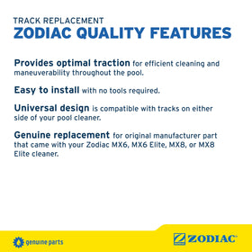 Zodiac R0526100 track for MX8 keeps a steady grip during cleaning