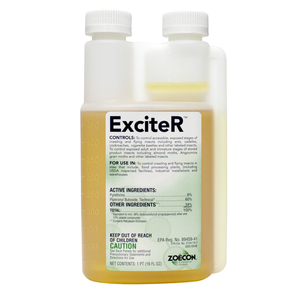 ZOECON Exciter pyrethrin concentrate bottle for indoor and outdoor pest control