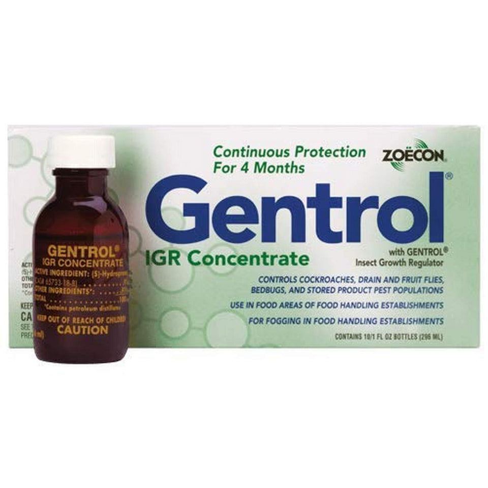 Zoecon Gentrol IGR concentrate bottle for long-lasting pest control in commercial settings.