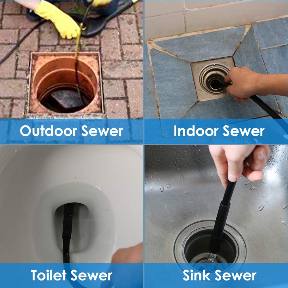 ZOFINE rotating nozzle provides backward spray to move through pipes.