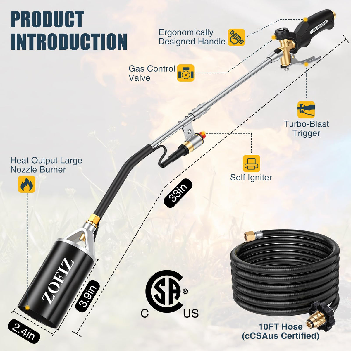 ZOFIZ 33-inch extended design allows upright operation for comfortable use