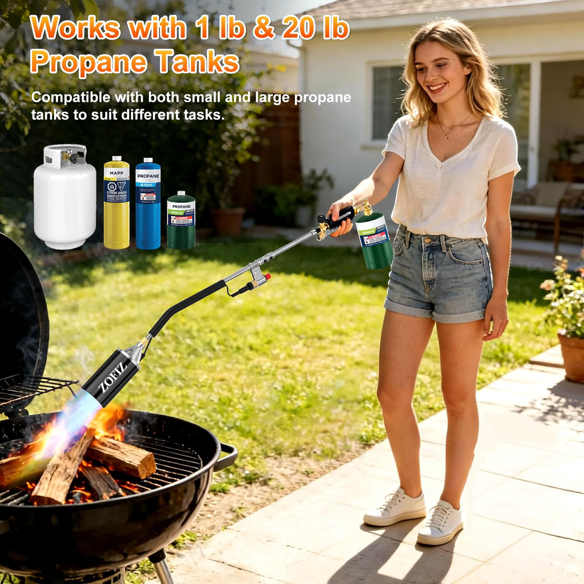 ZOFIZ adjustable valve and trigger allow precise one-handed flame control.