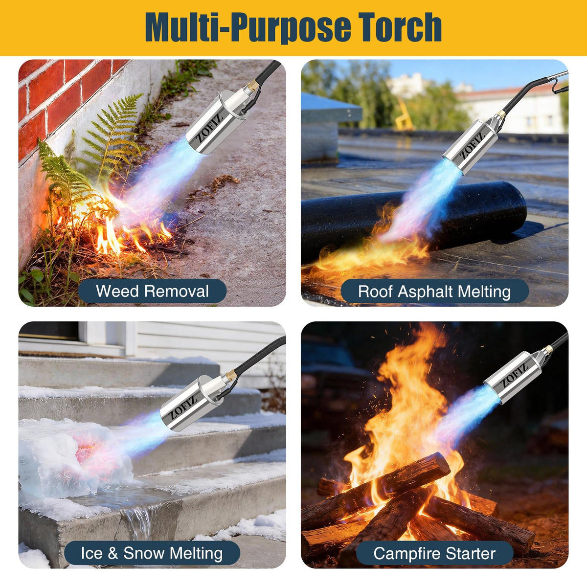 ZOFIZ propane torch delivers up to 2800°F for tough tasks.