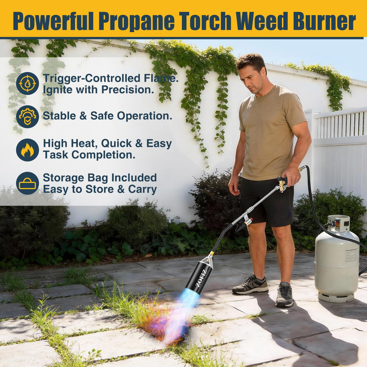 ZOFIZ torch supports weed removal, asphalt work, snow melting, and pipe thawing