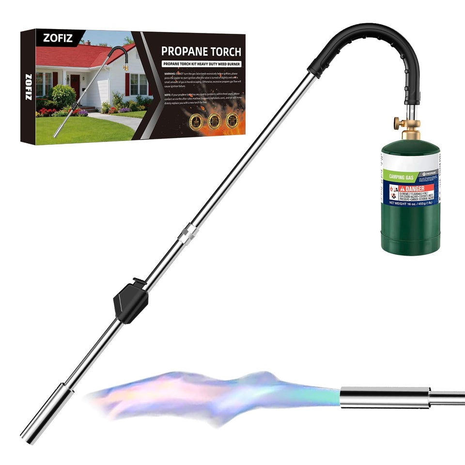 ZOFIZ Weed Torch extended reach for safer weed removal along sidewalks