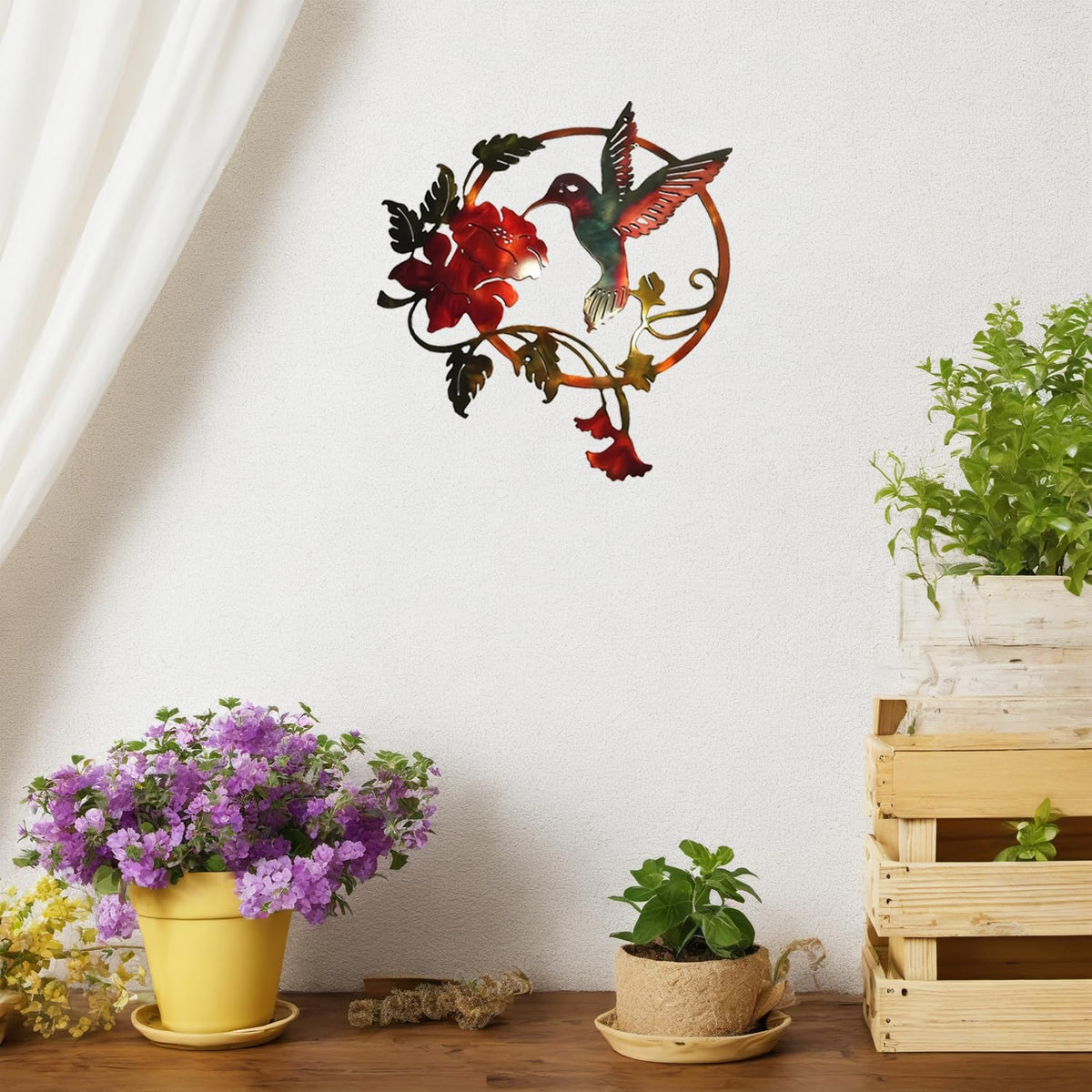 Zoihet round hummingbird wall art enhancing garden and patio spaces