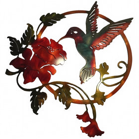 Zoihet round metal bird wall art in red for outdoor patio decor