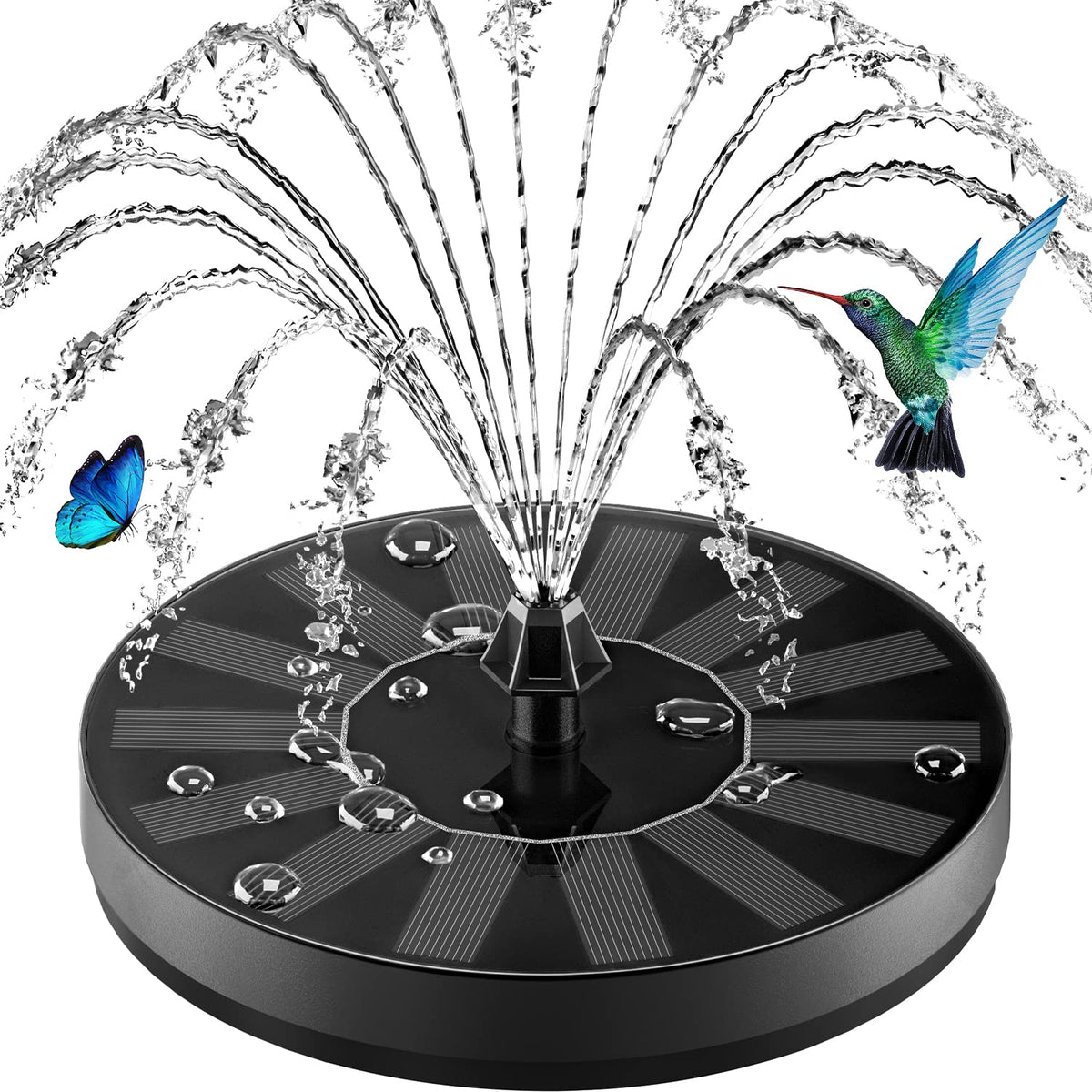 ZOLOCHEL solar fountain with glass cover for stable outdoor spray