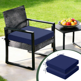 Zonamat outdoor chair cushions navy blue waterproof fabric for all-weather use.