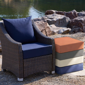 Zonamat cushions on a balcony create inviting poolside seating