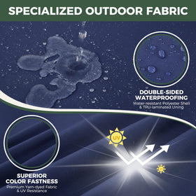 Zonamat waterproof fabric close-up showing moisture resistance outdoors