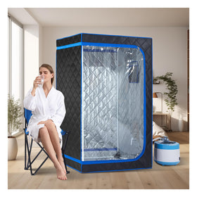 ZONEMEL full-size steam sauna front view with clear door for home spa use.