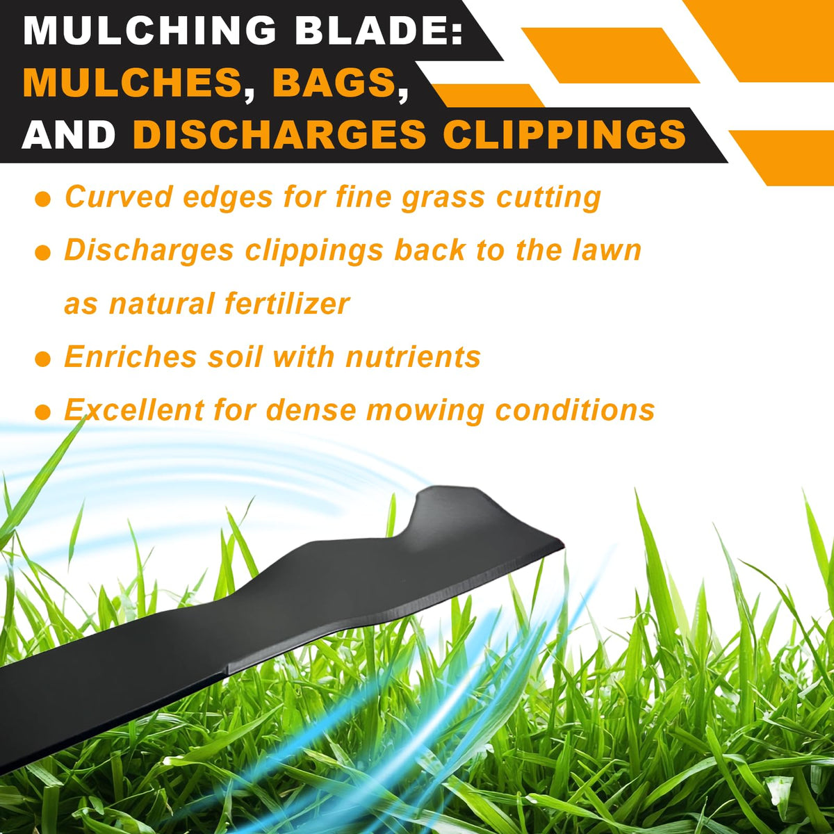 ZONEWO 21-inch blade with curved edges improves fine grass cutting