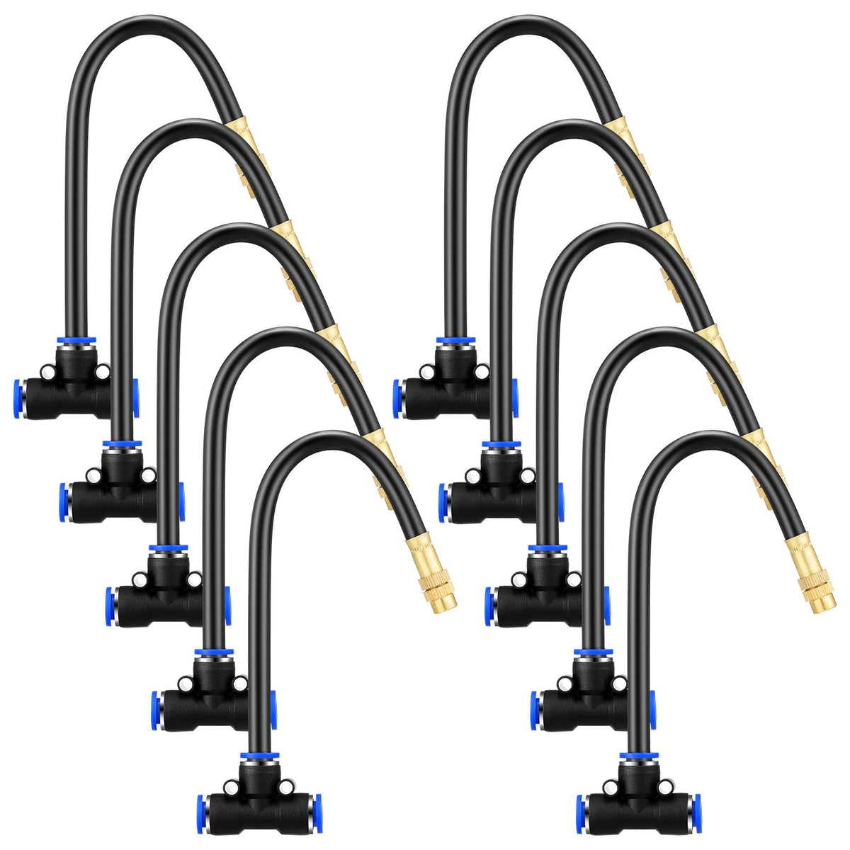 Zonon brass misting nozzle tee with 8-inch hose for efficient outdoor cooling.