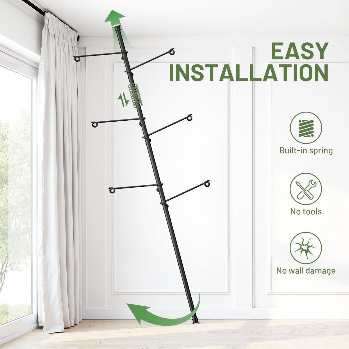 Zononoca sturdy hooks support lightweight ornaments and textiles.