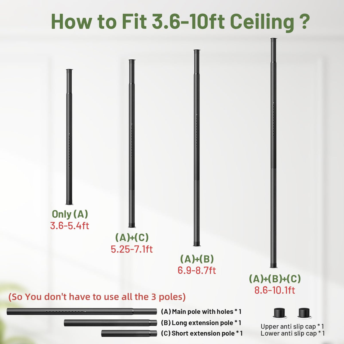 Zononoca ceiling-to-floor system fits ceilings from 3.6 to 10 feet.