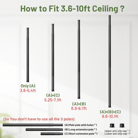 Zononoca ceiling-to-floor system fits ceilings from 3.6 to 10 feet.