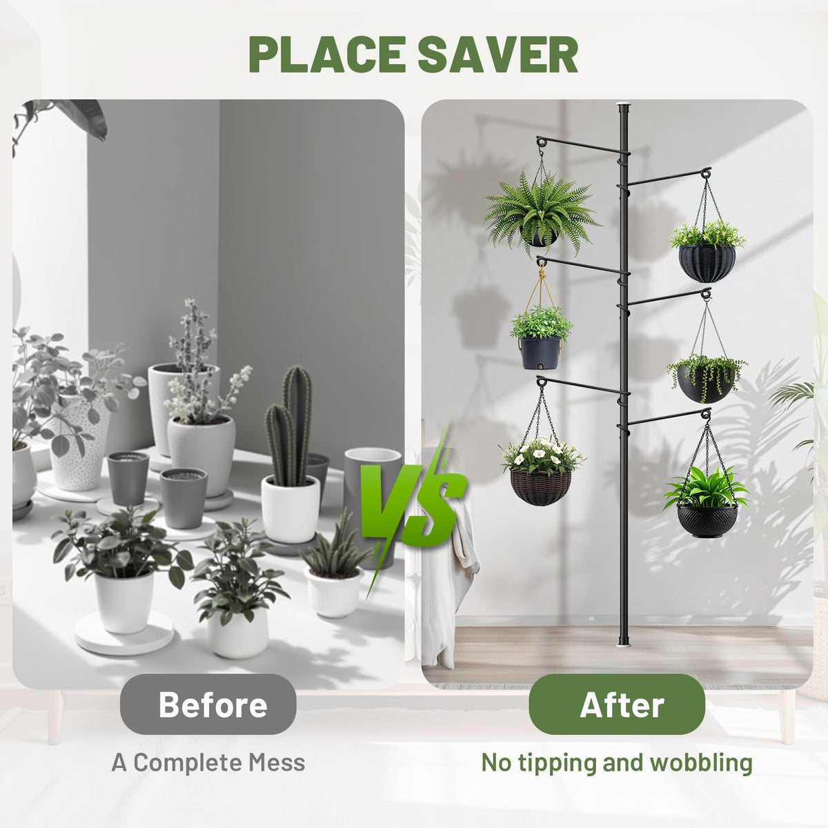 Zononoca space-saving hanging garden elevates corners with cascading greenery.