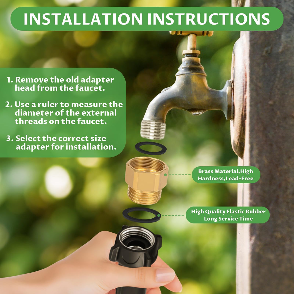Zookpr adapter outlet with GHT male thread for standard hose compatibility.