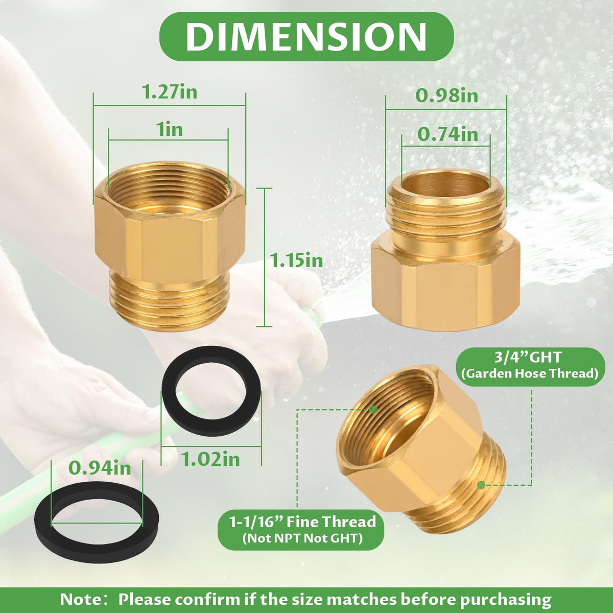 Zookpr brass adapter close-up highlighting durable, lead-free construction.