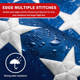 ZoYaone flag coated for waterproofing and UV protection to preserve color