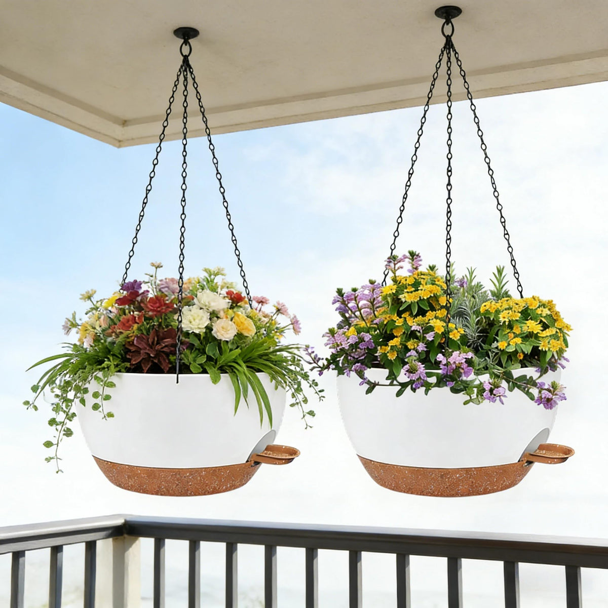 Zople 12-inch self-watering planter assembly in matte finish
