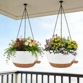 Zople 12-inch self-watering planter assembly in matte finish