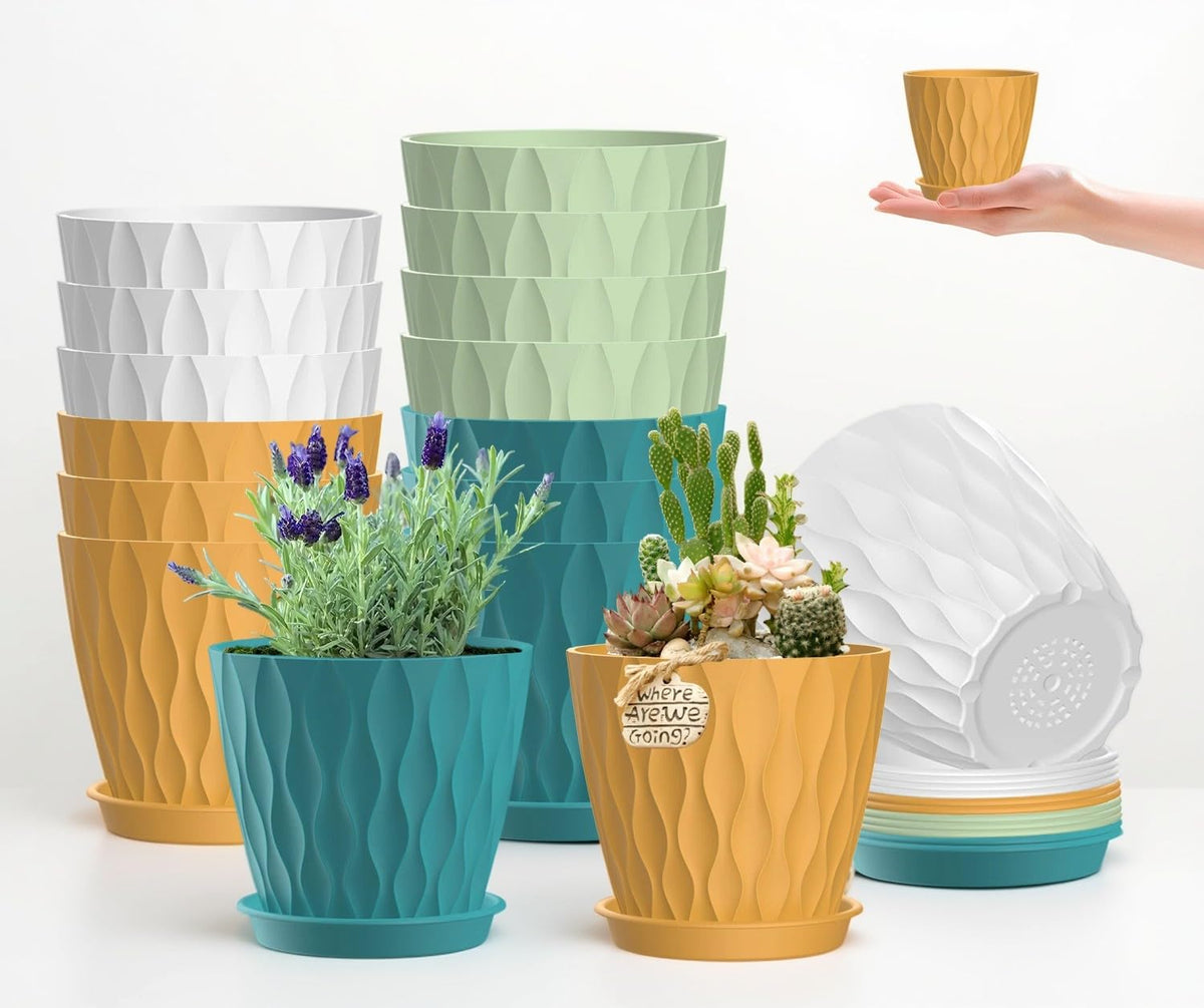 Zople 16-pack 4-inch planter pots with tray for tidy indoor gardening