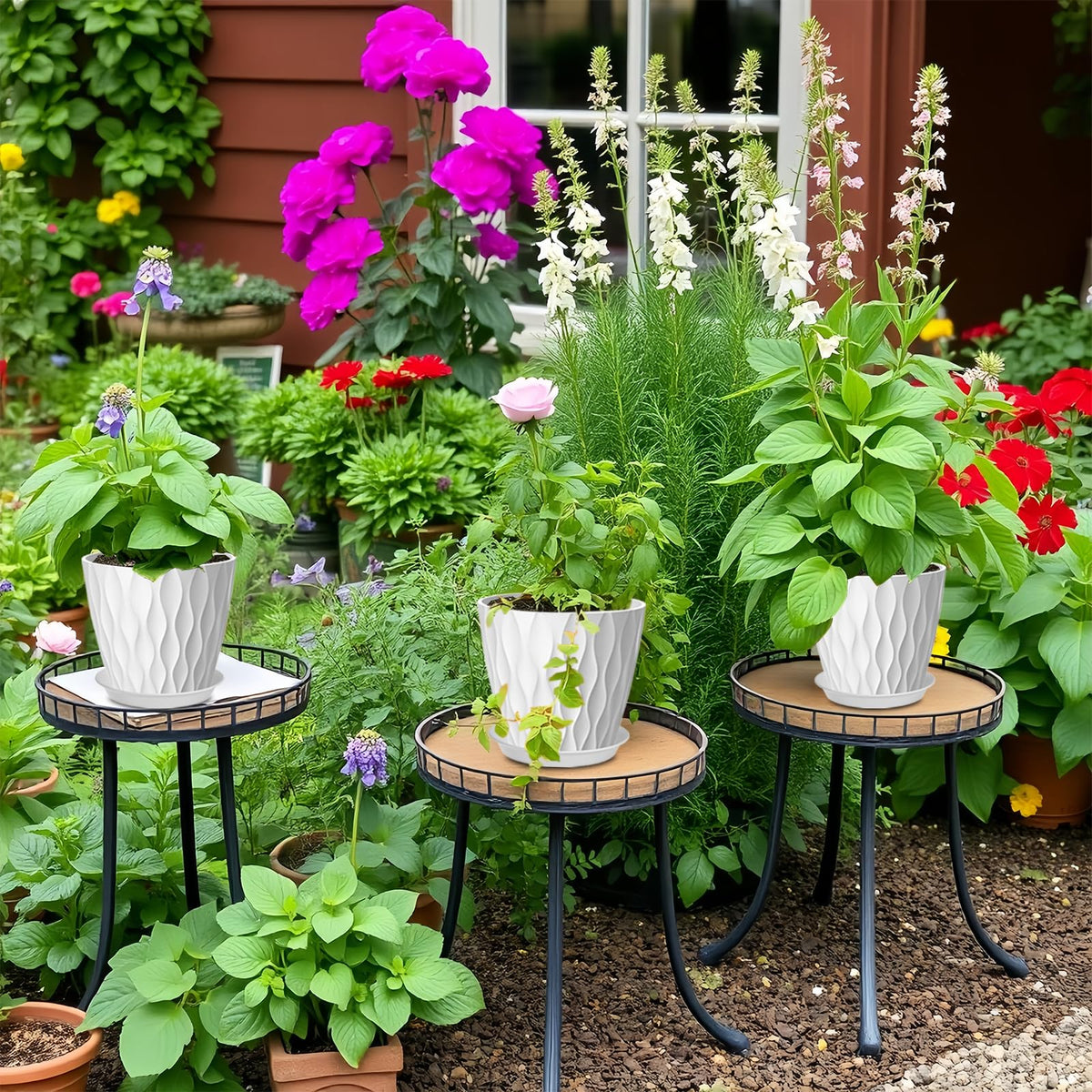 Zople herbs succulents in white pots highlight lightweight plastic.