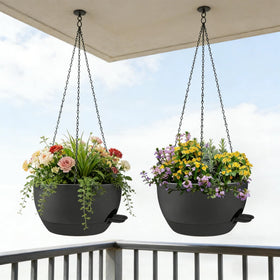 Zople matte finish hanging planter complements modern home decor.
