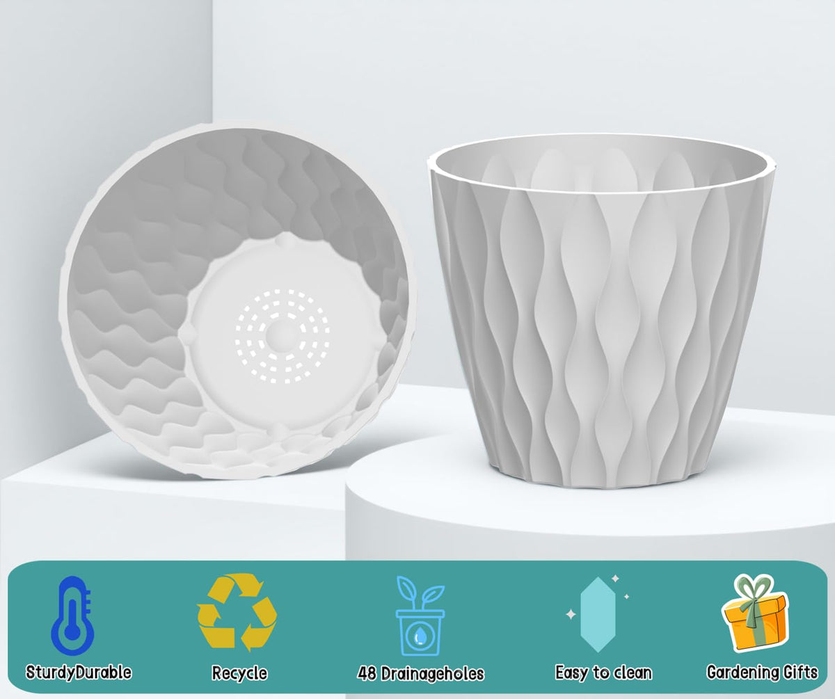 Zople stackable nursery planters demonstrate easy space-saving arrangement.